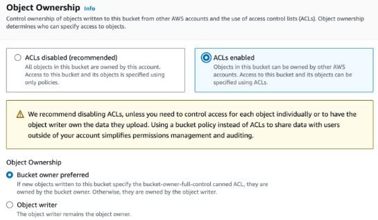 2.0 make sure acl is enabled prior to creation of your bucket