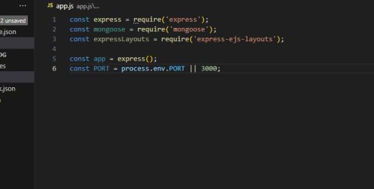 5. importation of packages using const require