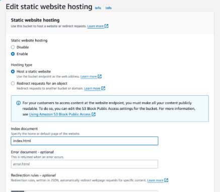 6 edit static website hosting