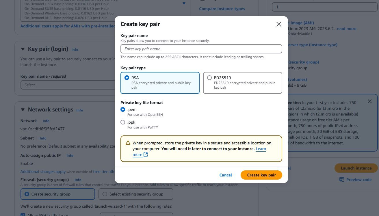 ec2 5 create a new key pair under key pair login