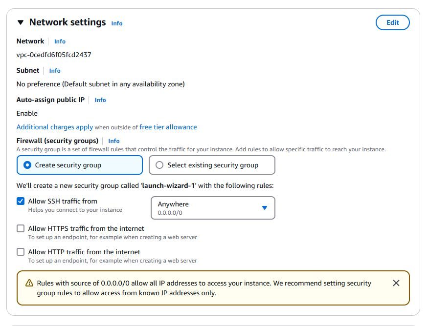 ec2 6 head to network setting and allow ssh traffic