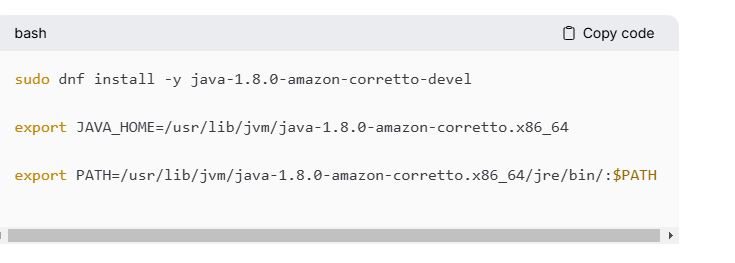 installation of java or amazon correto with the following commands