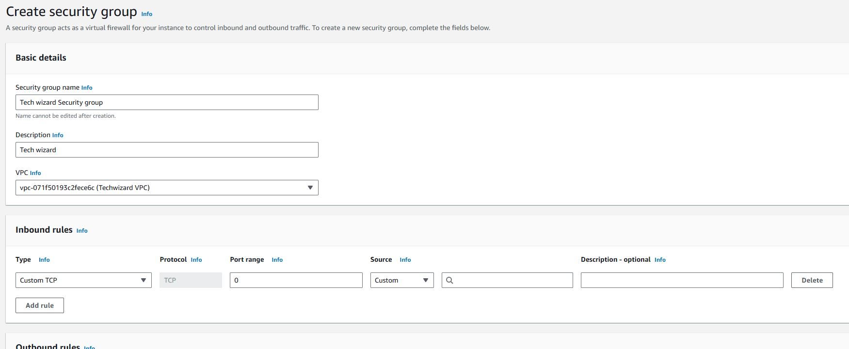 traffic flow 7 choose security group add rule to inbound rules